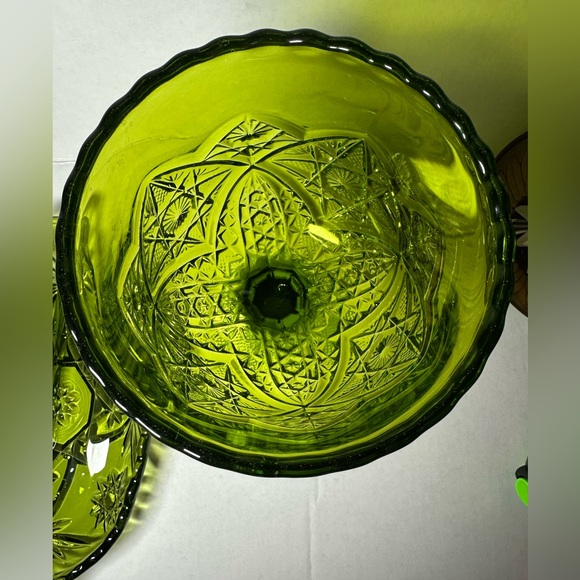 Vintage Viking Glass Compote & Star of David Anchor Hocking Oblong Divided Dish. - Picture 4 of 8